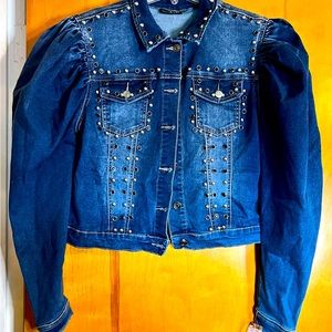 Denim studded, blue, Jean jacket, size extra-large. New never worn.
